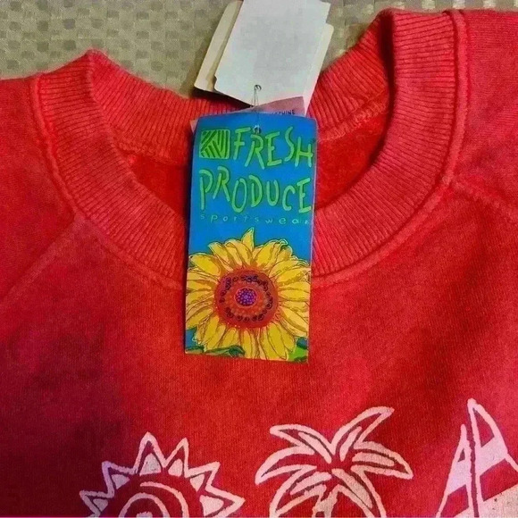 NWT Vintage Fresh Produce Sweatshirt Long Sleeve Graphic orange Tropical S - Picture 8 of 10
